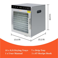 Hakka Food Dehydrator 10 Tray for Meat Fruit Jerky Dryer Blower Machine 800W