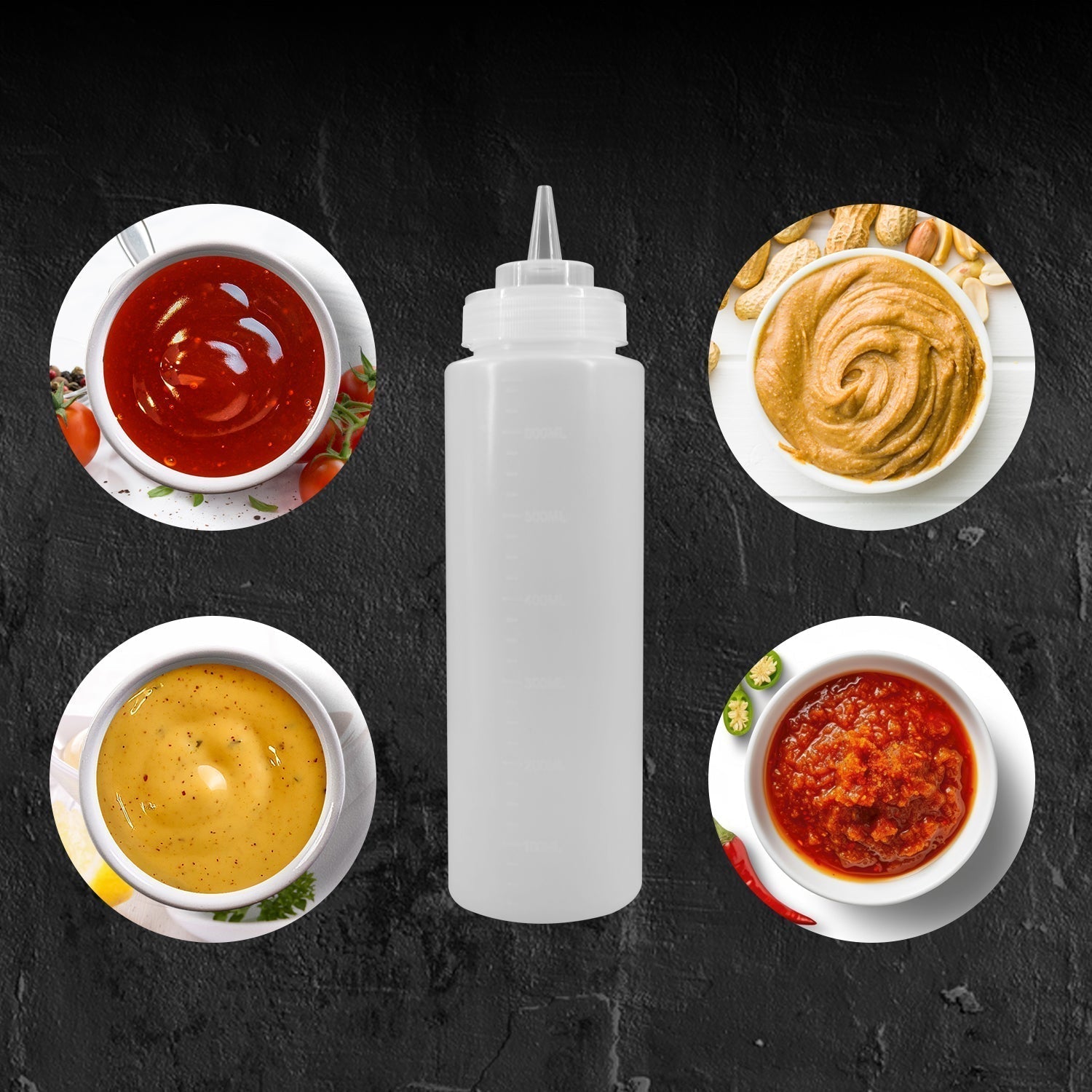 EasyRose Plastic Condiment Squeeze Bottles,Sauce bottle,Squeeze Bottle Dispenser,Refillable With Tip Cap,Set of 6 (32 oz)