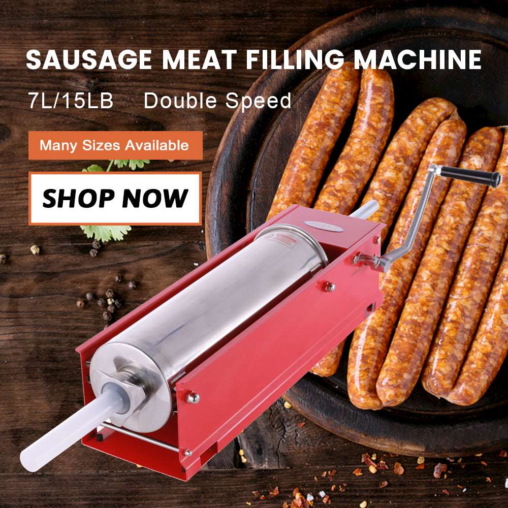 Hakka 15 Lbs(7 Liter) Sausage Stuffers 2 Speed Horzontal Sausage Makers