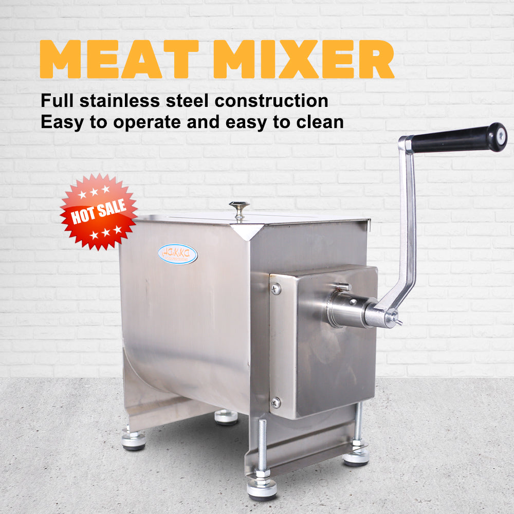 Hakka 40lb/20L Fixed Tank Stainless Steel Manual Meat Mixer