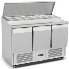 Carina Refrigerated Salad Workbench Stainless Steel Pizza and Salad Preparation Counter Commercial Display Case (PS300)