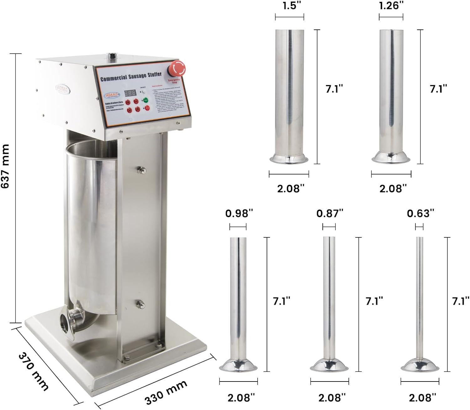 Hakka Commercial 22LB Stainless Steel Electric Sausage Stuffer and Vertical Sausage Maker