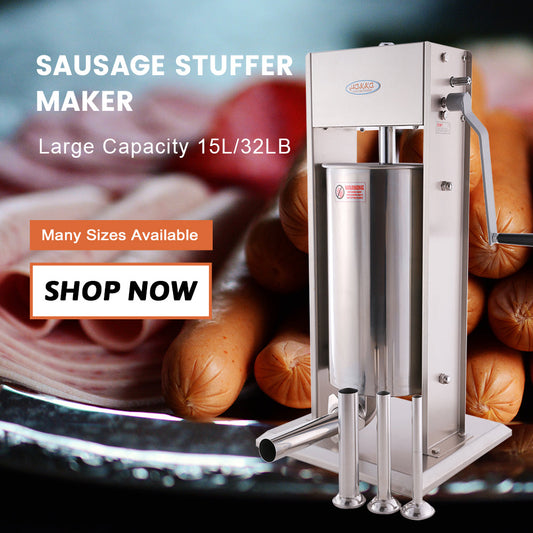 Hakka Sausage Stuffer 2 Speed Stainless Steel Vertical Sausage Maker (32Lb / 15 Liter)
