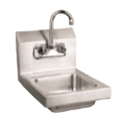 20 Gauge 304S/S Hand Sink, Wall Mounted Clip Included, 4" Gooseneck Faucet And 1.5" Drain Basket Included