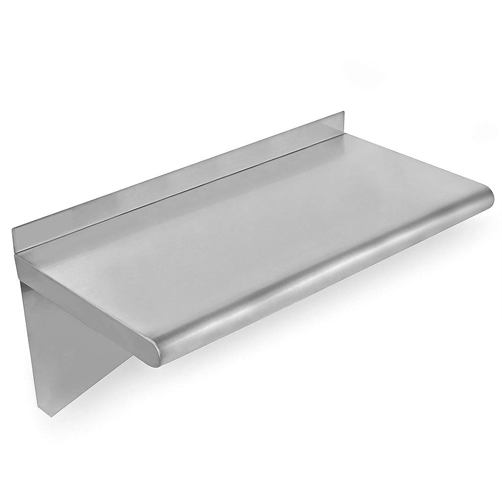 Hakka Commercial Stainless Steel Wall Mount Shelf-12"x72" with 1.5" lid up, 18GA.430S/S, three brackets, carton packing