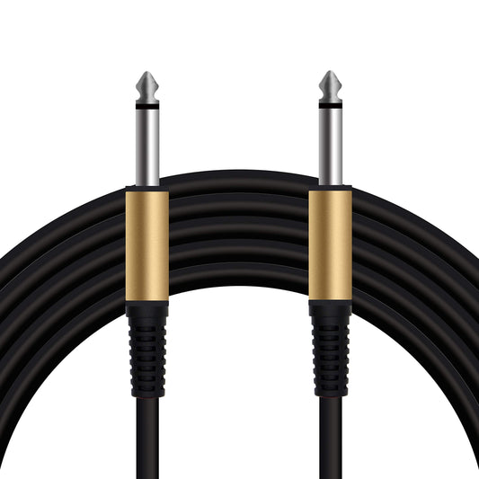 20 Feet Professional Guitar Instrument Cable with Black PVC Jacket Straight 1/4" TS to Straight 1/4" TS for Electric Guitar