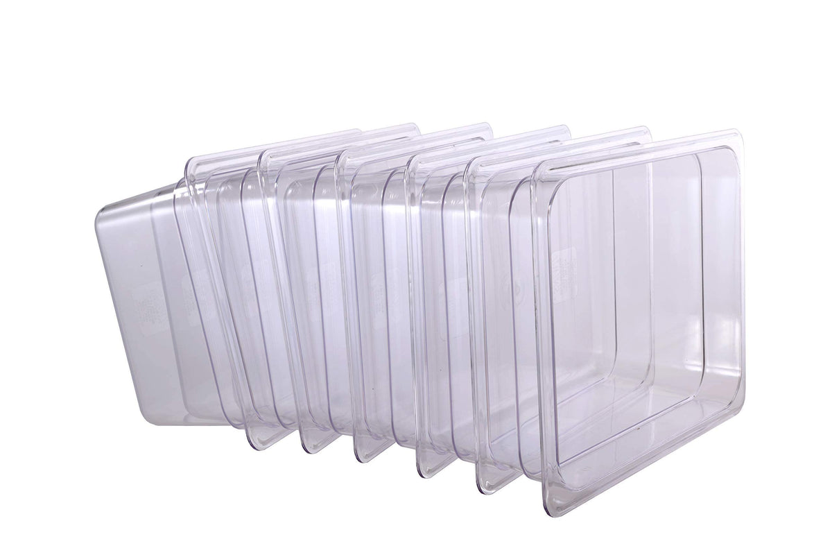 Hakka 1/2 Size 6-Pack Food Pan Half Size Clear Polycarbonate Food Pans 6" Deep Commercial Hotel Pans for Party, Restaurant, Hotel