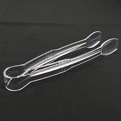 Small Plastic Serving Tongs (12'' Flat Tong),Clear,Pack of 12