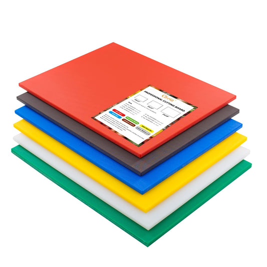 Clivia 6-Piece Color-Coded Cutting Board System – 18" x 12" x 1/2" – Durable, Hygienic & Non-Slip