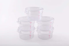 Hakka 2 Qt Commercial Grade Round Food Storage Containers with Lids,Polycarbonate,Clear - Case of 5