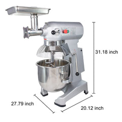 Hakka Stand Mixer 1100W 20Qt 3 Speeds Electric Food Mixer with Meat Grinder Head Egg Whisk Dough Hook Flat Beater