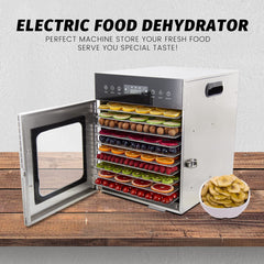 Hakka Food Dehydrator Machine, 10 Trays Stainless Steel Food Dryer Electric Fruit Dehydrators for Jerky/Meat/Herb/Beef/Mushroom