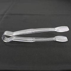 Small Plastic Serving Tongs (12'' Flat Tong),Clear,Pack of 12