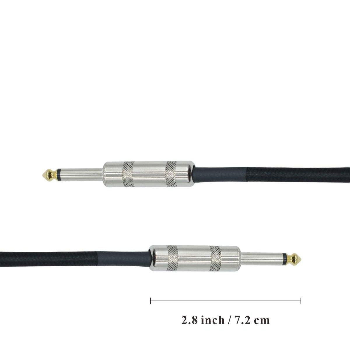 10 Feet Professional Guitar Instrument Cable with Noble Black Tweed Coat Straight 1/4 Inch TS to Straight 1/4 Inch TS