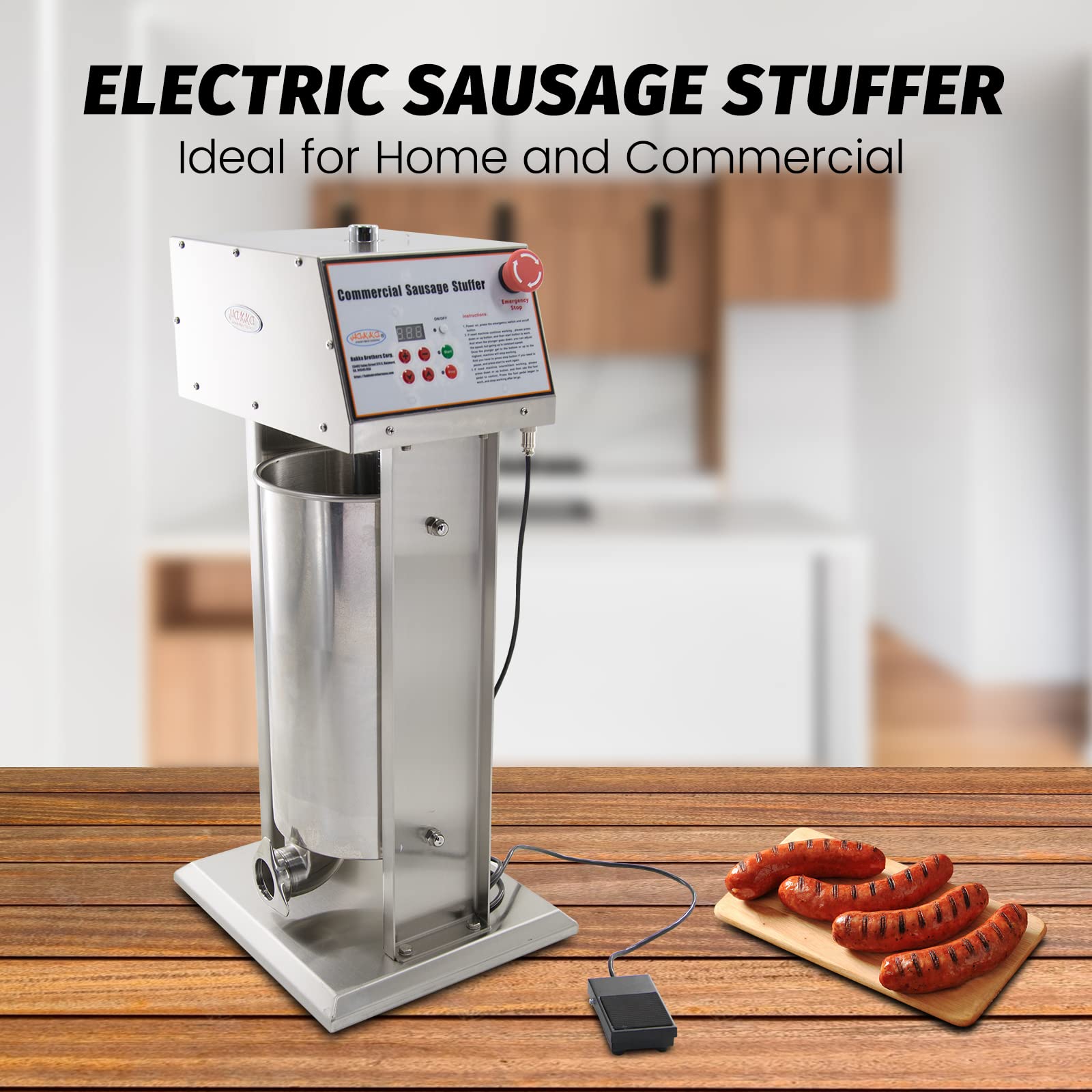 Hakka Commercial 30LB Stainless Steel Electric Sausage Stuffer and Vertical Sausage Maker