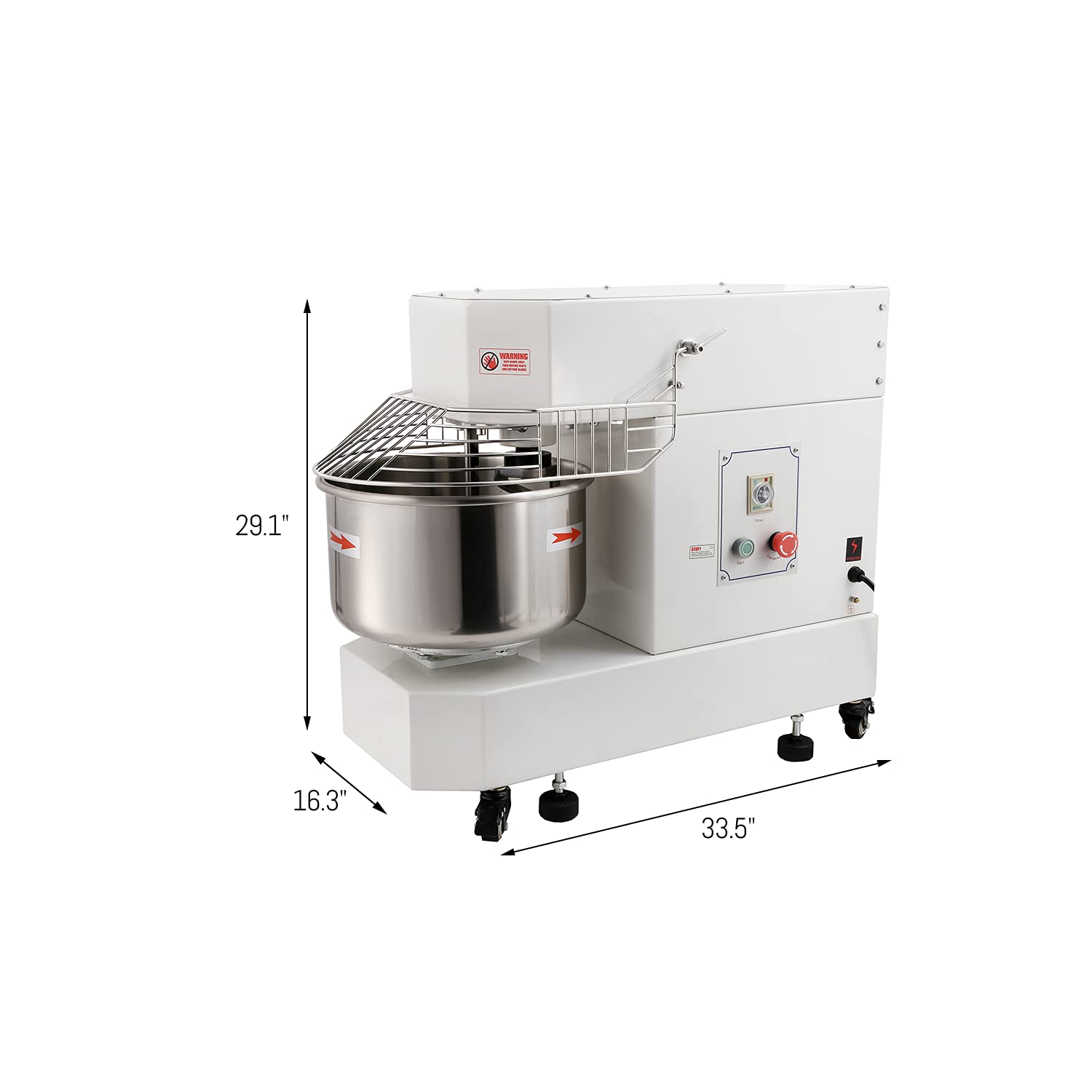 Hakka Commercial Dough Mixer, 20 Qt Spiral Mixer Food Mixer Machine with Food-grade Stainless Steel Bowl, Security Shield & Timer