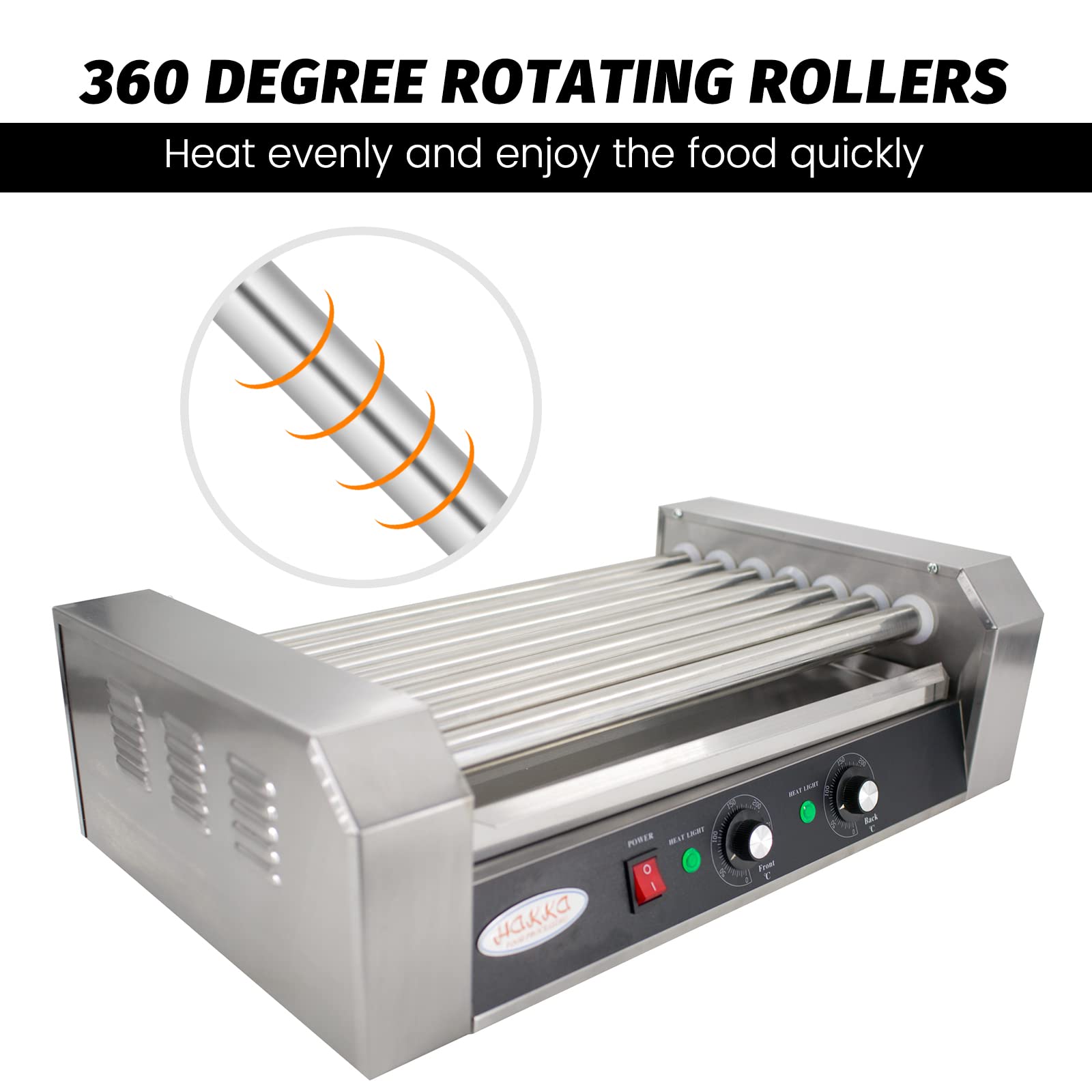 EasyRose Commercial Electric 18 Hot Dogs 7 Rollers Grilling Warmer Cooker 750 Watt