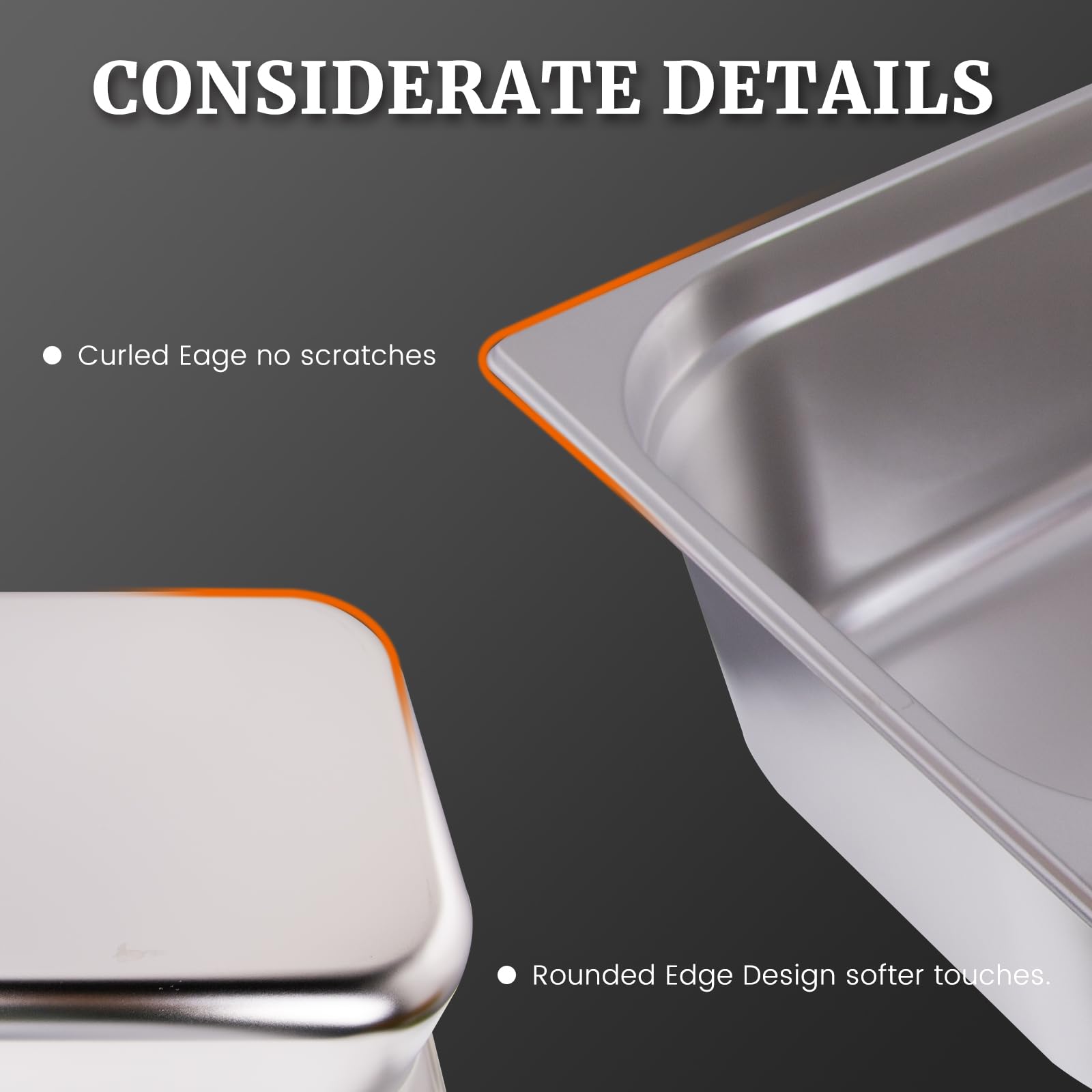 Hakka 1/1 Size Stainless Steel Food Pans,6"Deep Food Containers- Pack of 6