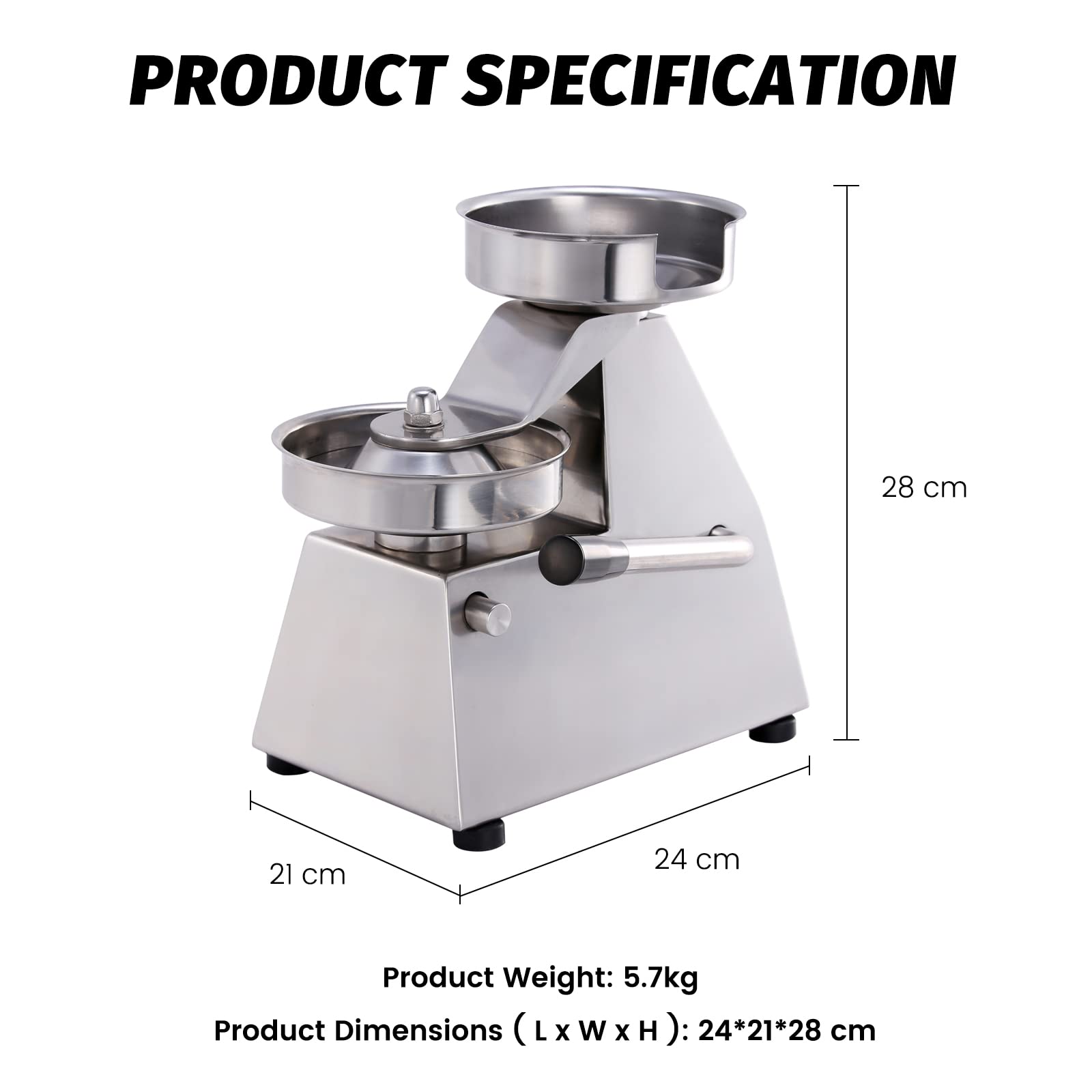 Hakka Commercial Hamburger Press Maker and Burger Press (4" Burger Press)