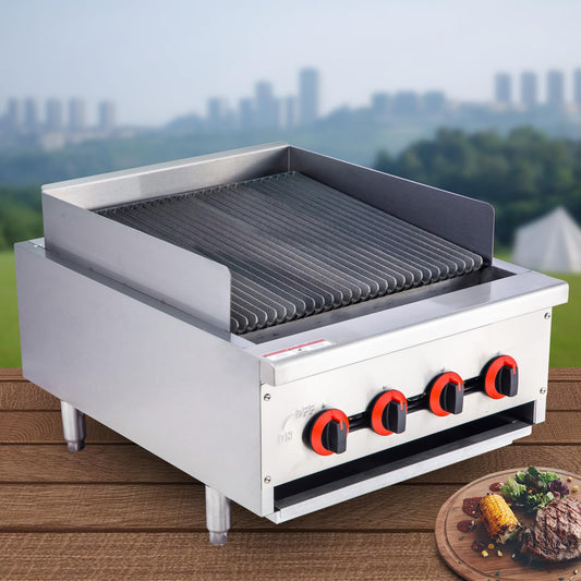 EASYROSE 24" Radiant Gas Charbroiler Countertop Gas Grill with 4 Burners 80,000 BTU,  ETL Certified